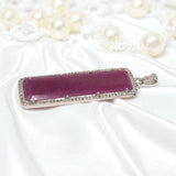 Natural Ruby Diamond Pendant, Gemstone Pendant, Pave Diamond Bar Pendant, Sterling Silver Pendant, Genuine Ruby Jewelry Gifts for Her