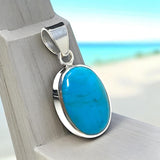 Natural Sleeping Beauty Turquoise Pendant, Sterling Silver Turquoise Gemstone Pendant, Spiritual Healing Crystal Pendant, Chakra Jewelry