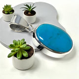 Natural Sleeping Beauty Turquoise Pendant, Sterling Silver Turquoise Gemstone Pendant, Bohemian Jewelry, 1.45” X 0.60”