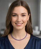 17.5” Genuine Tanzanite Necklace with Pave Diamond Clasp, Spiritual Healing Crystal Necklace, Chakra Jewelry, December Birthstone Gifts