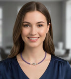 17.5” Genuine Tanzanite Necklace with Pave Diamond Clasp, Spiritual Healing Crystal Necklace, Chakra Jewelry, December Birthstone Gifts