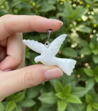 18g Rare White Dove Larimar Pendant, Pave Diamond Bird Larimar Pendant, Silver Bohemian Jewelry, Dominican Republic Larimar Pendant