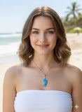 Larimar Turtle Silver Pendant, Bohemian Jewelry, Spiritual Healing Crytsal Pendant, Chakra Jewelry, Aura Energy Healing Birthstone Pendant