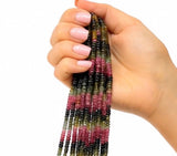 Watermelon Tourmaline Gemstone Beads, Natural Multi Color Faceted Beads 4–4.5mm, Jewelry Making Supplies & Healing Crystal Beads