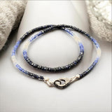 17.5” Blue Sapphire Pave Diamond Necklace, Spiritual Healing Crystal Jewelry, September Birthstone Sapphire Gemstone Necklace, Gifts for Her