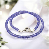 17.5” Genuine Tanzanite Necklace with Pave Diamond Clasp, Spiritual Healing Crystal Necklace, Chakra Jewelry, December Birthstone Gifts