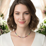 Pave Diamond Necklace: Ruby, Emerald and Sapphire, Multi Precious Beaded Gemstone Necklace, Spiritual Healing Crystal Protection Jewelry