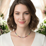 Pave Diamond Necklace: Ruby, Emerald and Sapphire, Multi Precious Beaded Gemstone Necklace, Spiritual Healing Crystal Protection Jewelry