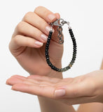 Black Tourmaline Gemstone Bracelet, Pave Diamond Adjustable Bracelet, Spiritual Healing Energy Protection Chakra Jewelry, October Birthstone