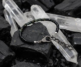 Black Tourmaline Gemstone Bracelet, Pave Diamond Adjustable Bracelet, Spiritual Healing Energy Protection Chakra Jewelry, October Birthstone