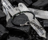 Black Tourmaline Gemstone Bracelet, Pave Diamond Adjustable Bracelet, Spiritual Healing Energy Protection Chakra Jewelry, October Birthstone