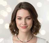 Pave Diamond Necklace: Ruby, Emerald and Sapphire, Multi Precious Beaded Gemstone Necklace, Spiritual Healing Crystal Protection Jewelry