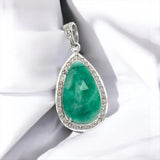 Emerald Diamond Pendant, Silver Pendant, May Birthstone Gemstone Pendant, Spiritual Healing Crystal Pendant, Aura Energy Chakra Jewelry