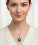 Emerald Diamond Pendant, Silver Pendant, May Birthstone Gemstone Pendant, Spiritual Healing Crystal Pendant, Aura Energy Chakra Jewelry