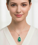 Emerald Diamond Pendant, Silver Pendant, May Birthstone Gemstone Pendant, Spiritual Healing Crystal Pendant, Aura Energy Chakra Jewelry