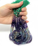 Natural Multi Fluorite Gemstone Beads, Jewelry Supplies, Wholesale Bulk Beads, 3D Cube Box Beads, Spiritual Healing Crytsal Beads, 8” Strand