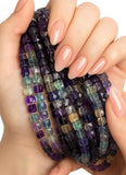 Natural Multi Fluorite Gemstone Beads, Jewelry Supplies, Wholesale Bulk Beads, 3D Cube Box Beads, Spiritual Healing Crytsal Beads, 8” Strand