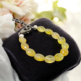 Natural Yellow Sapphire Gemstone Bracelet, Pave Diamond Adjustable Bracelet, Spiritual Healing Chakra Jewelry, November Birthstone Jewelry