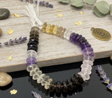 8" Natural Multi Stone German Cut Gemstone Beads - Rose Quartz/ Amethyst/ Citrine / Smokey Quartz/ Green Amethyst , 10mm - 12mm