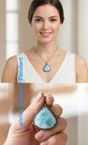 Larimar Gemstone Pendant, Sterling Silver Pave Diamond Pendant, Spiritual Healing Crystal Jewelry, Aura Energy Chakra December Birthstone