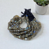 Natural Labradorite Gemstone Beads, Labradorite 3D Cube Box Beads, Wholesale Bulk Beads, 6mm - 8m, 9.75” Strand