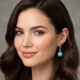 Howlite Turquoise Pave Diamond Earrings, 14K Gold Plated over Sterling Silver Gemstone Earrings, Gifts for Her