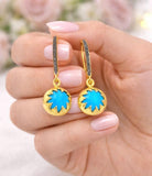 Howlite Turquoise Pave Diamond Earrings, 14K Gold Plated over Sterling Silver Gemstone Earrings, Spiritual Healing Crystal Energy Jewelry
