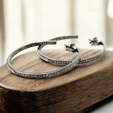 55mm Diamond Hoop Earrings, Sterling Silver Pave Diamond Earrings, Large Silver Statement Hoops, Clarity & Strength Energy Jewelry Gifts