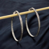 55mm Diamond Hoop Earrings, Sterling Silver Pave Diamond Earrings, Large Silver Statement Hoops, Clarity & Strength Energy Jewelry Gifts