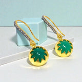Green Onyx Pave Diamond Earrings, 14K Gold Plated over Sterling Silver Gemstone Earrings, Spiritual Healing Crystal Chakra Jewelry Gifts