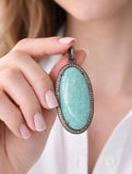 Natural Amazonite Crytsal Pendant set in Oxidized Sterling Silver with Genuine Diamonds set in Pave Setting .