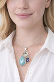 Larimar Amethyst Prasiolite Pendant, Spiritual Healing Crystal Jewelry, Chakra Gemstone Pendant, Inner Peace & Calm Ocean Gemstone Boho Gift