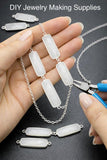 White Moonstone Connector Bar, Chakra Jewelry Connector, Spiritual Healing Gemstone Links, Silver Plated Jewelry Findings - 8Pcs