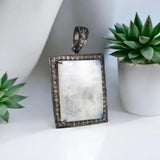 June Birthstone Moonstone Pave Diamond Pendant