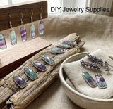 Fluorite gemstone charms used in earring making showing lightweight crystal drops