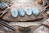 Natural Larimar Cabochon Loose Gemstone, Dominican Blue Larimar AAA, Pendant Ring Stone for Jewelry Making, Healing Chakra Crystal Gemstone