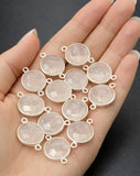 Natural Rose Quartz Chakra Jewelry Round Shape Connectors for Jewelry Making shown on hand