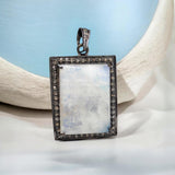 Rainbow Moonstone Pavé Diamond Pendant