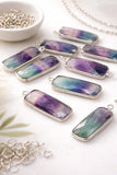 Set of rainbow fluorite gemstone jewelry making briolette charms silver plated by Akstar Gems