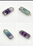 Natural fluorite charms displaying mixed purple green blue tones for boho gemstone jewelry