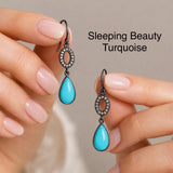 Natural Sleeping Beauty Turquoise Earrings, Pave Diamond Earrings, Victorian Gemstone Earrings, Robin Egg Turquoise, 1.60” x 0.35”