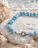Natural Larimar beaded necklace gift for gemstone jewelry lovers