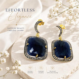 Natural sapphire pave diamond earrings ready to ship from USA