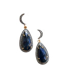 Blue sapphire pave diamond earrings for September birthstone jewelry