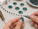 Jewelry Making Process shown with Emerald pendant charms