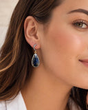 Blue Sapphire Pave Diamond Earrings, September Birthstone Jewelry, Sterling Silver Gemstone Earrings, Healing Crystal Chakra Jewelry Gift