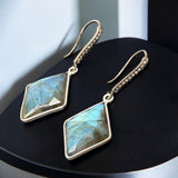Blue flash Labradorite gemstone earrings handcrafted by Akstar Gems