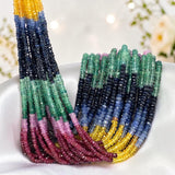 Multi precious gemstone beads 3mm to 4mm faceted rondelle strand