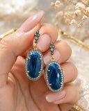 Akstar Gems handcrafted blue sapphire pave diamond earrings