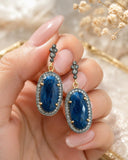 Akstar Gems handcrafted blue sapphire pave diamond earrings